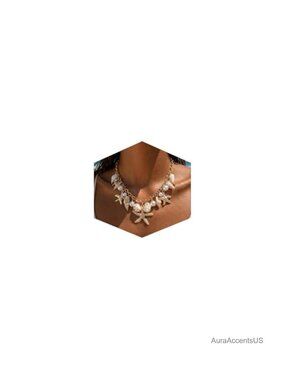 Gold Tone Layered Beach Necklace Shell Starfish Charm Adjustable